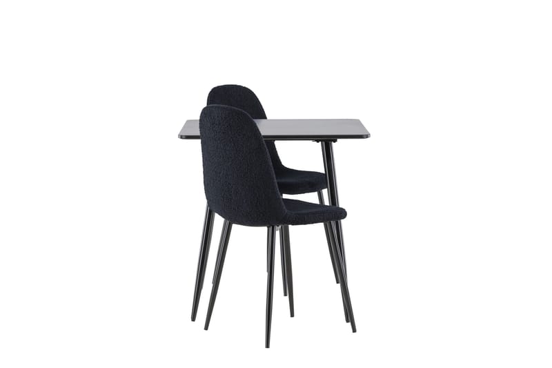 Polar Matgrupp 75 cm Kvadratisk med 2 Polar stolar - Svart/Svart - Möbler - Matplats - Matgrupp & matbord med stolar
