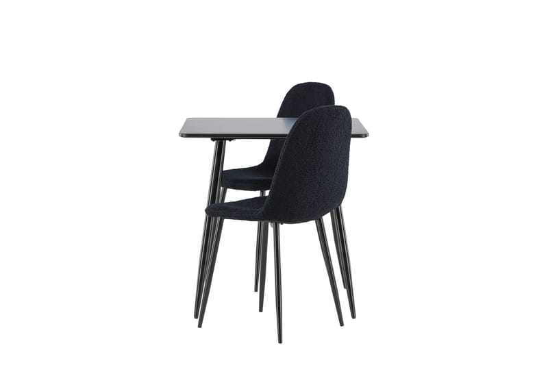 Polar Matgrupp 75 cm Kvadratisk med 2 Polar stolar - Svart/Svart - Möbler - Matplats - Matgrupp & matbord med stolar