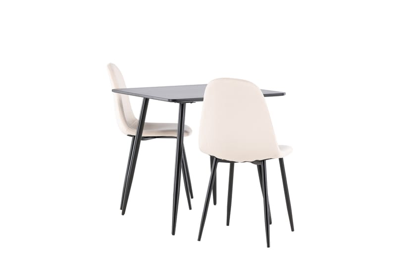 Polar Matgrupp 75 cm Kvadratisk med 2 Polar stolar - Svart/Beige - Möbler - Matplats - Matgrupp & matbord med stolar