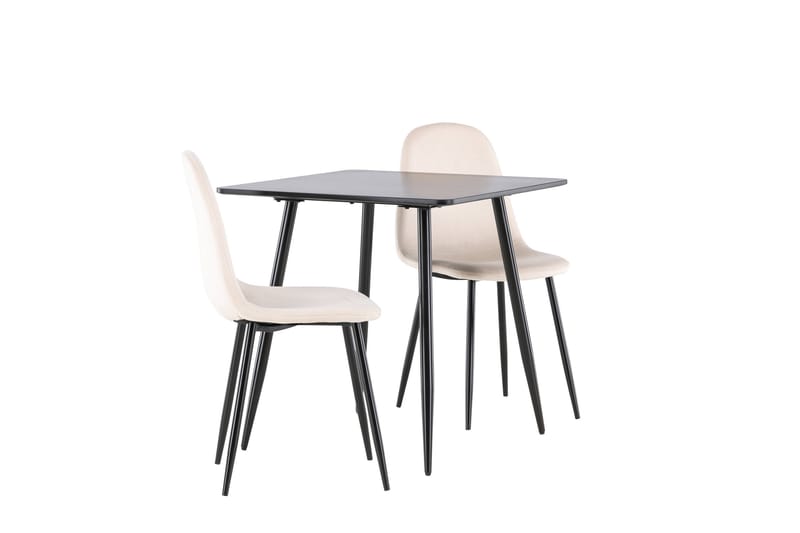Polar Matgrupp 75 cm Kvadratisk med 2 Polar stolar - Svart/Beige - Möbler - Matplats - Matgrupp & matbord med stolar