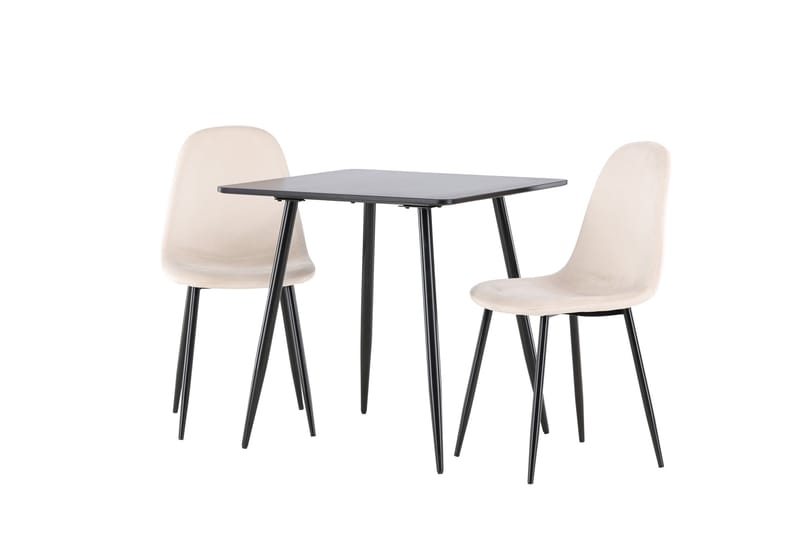 Polar Matgrupp 75 cm Kvadratisk med 2 Polar stolar - Svart/Beige - Möbler - Matplats - Matgrupp & matbord med stolar