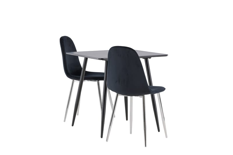 Polar Matgrupp 75 cm Kvadratisk med 2 Polar stolar - Svart/Svart - Möbler - Matplats - Matgrupp & matbord med stolar