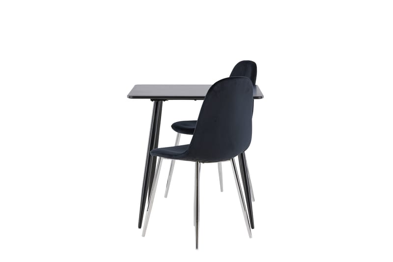Polar Matgrupp 75 cm Kvadratisk med 2 Polar stolar - Svart/Svart - Möbler - Matplats - Matgrupp & matbord med stolar