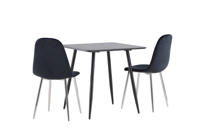 Polar Matgrupp 75 cm Kvadratisk med 2 Polar stolar - Svart/Svart - Möbler - Matplats - Matgrupp & matbord med stolar