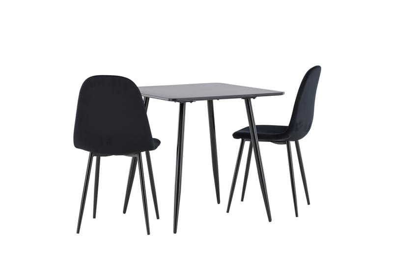 Polar Matgrupp 75 cm Kvadratisk med 2 Polar stolar - Svart/Svart - Möbler - Matplats - Matgrupp & matbord med stolar