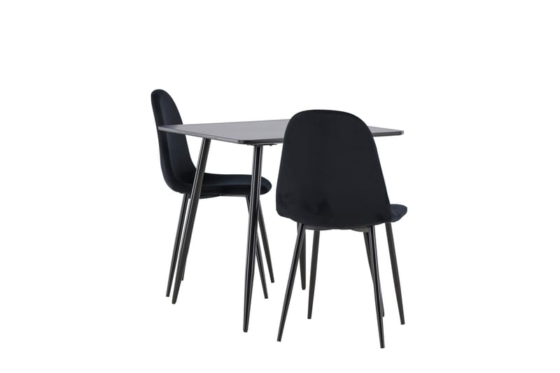 Polar Matgrupp 75 cm Kvadratisk med 2 Polar stolar - Svart/Svart - Möbler - Matplats - Matgrupp & matbord med stolar