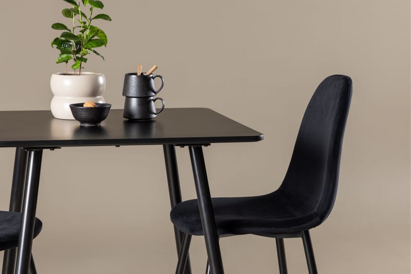 Polar Matgrupp 75 cm Kvadratisk med 2 Polar stolar - Svart/Svart - Möbler - Matplats - Matgrupp & matbord med stolar