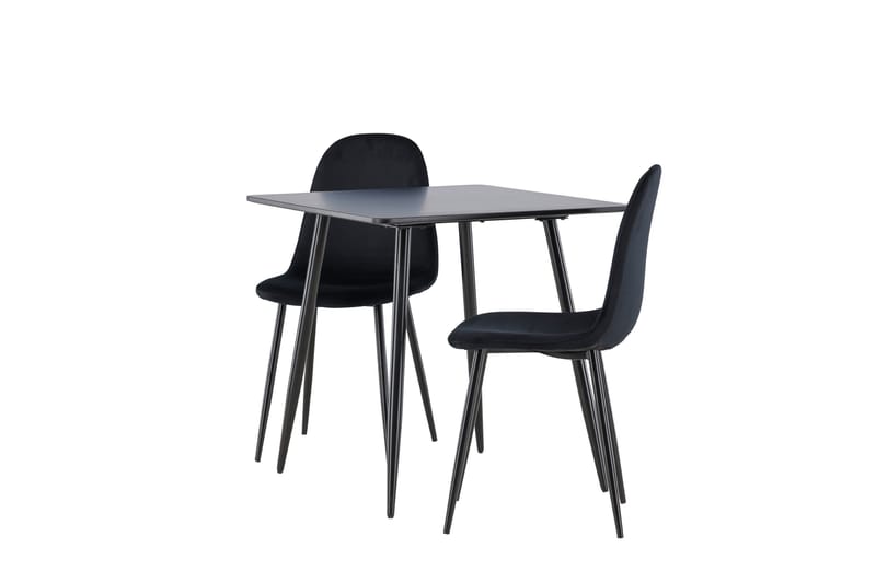 Polar Matgrupp 75 cm Kvadratisk med 2 Polar stolar - Svart/Svart - Möbler - Matplats - Matgrupp & matbord med stolar