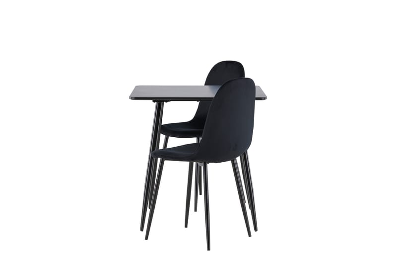 Polar Matgrupp 75 cm Kvadratisk med 2 Polar stolar - Svart/Svart - Möbler - Matplats - Matgrupp & matbord med stolar