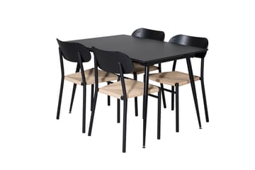 Polly Rektangulär Matgrupp 120 cm med 4 Silar Matstolar - svart/natur - Möbler - Matplats - Matgrupp & matbord med stolar