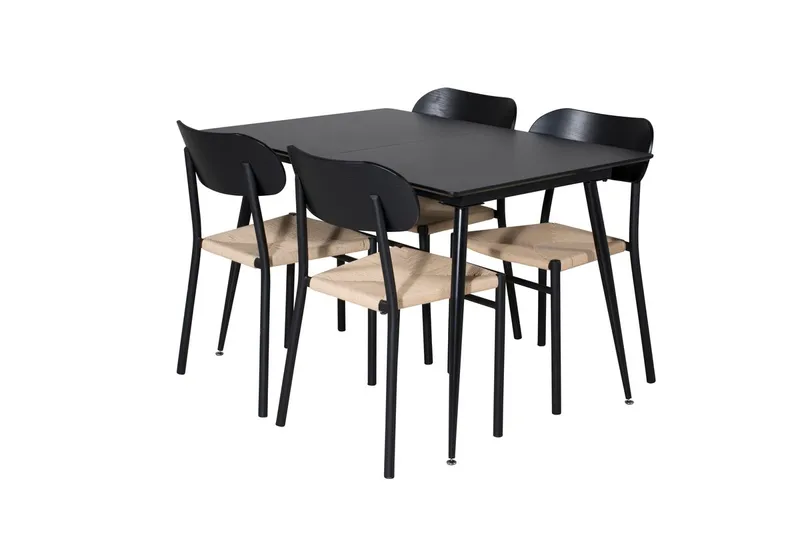 Polly Rektangulär Matgrupp 120 cm med 4 Silar Matstolar - svart/natur - Möbler - Matplats - Matgrupp & matbord med stolar