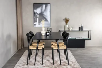 Polly Rektangulär Matgrupp 120 cm med 4 Silar Matstolar - svart/natur - Möbler - Matplats - Matgrupp & matbord med stolar