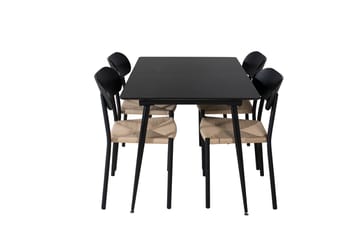 Polly Rektangulär Matgrupp 120 cm med 4 Silar Matstolar - svart/natur - Möbler - Matplats - Matgrupp & matbord med stolar