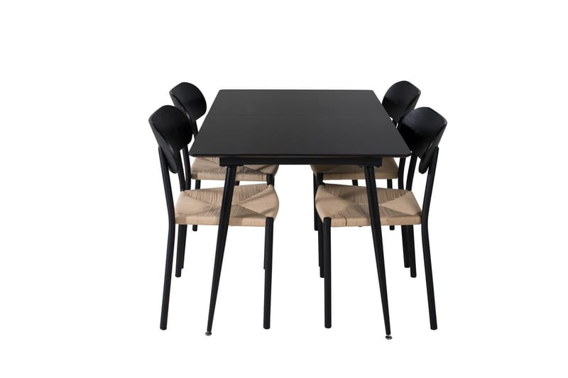 Polly Rektangulär Matgrupp 120 cm med 4 Silar Matstolar - svart/natur - Möbler - Matplats - Matgrupp & matbord med stolar