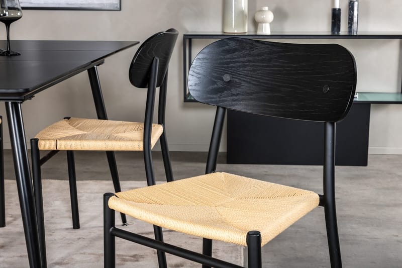 Polly Rektangulär Matgrupp 120 cm med 4 Silar Matstolar - svart/natur - Möbler - Matplats - Matgrupp & matbord med stolar