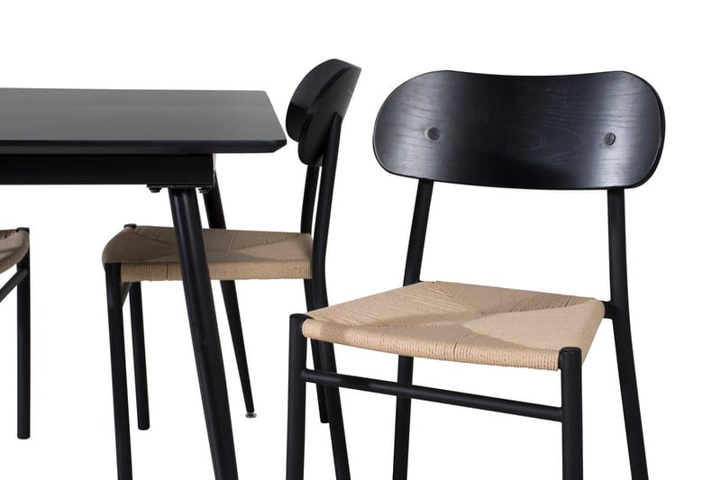 Polly Rektangulär Matgrupp 120 cm med 4 Silar Matstolar - svart/natur - Möbler - Matplats - Matgrupp & matbord med stolar