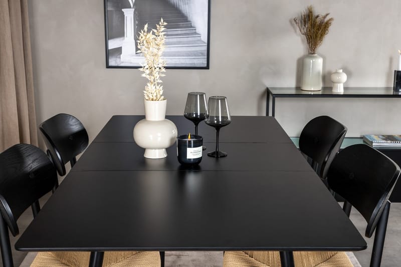 Polly Rektangulär Matgrupp 120 cm med 4 Silar Matstolar - svart/natur - Möbler - Matplats - Matgrupp & matbord med stolar