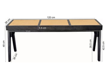 Ralvik Bänk 120 cm i rotting och massivt akaciaträ - svart rotting - Möbler - Vardagsrum - Tv-möbler & mediamöbler - Tv-bänkar