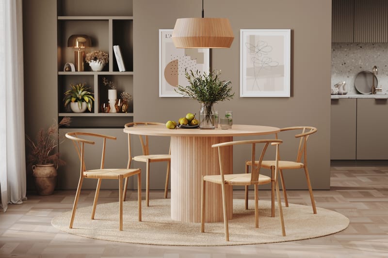 RAMSTA Bord 130 cm Rund + 4 AMATA Stolar Svart/Brun - Matgrupp & matbord med stolar