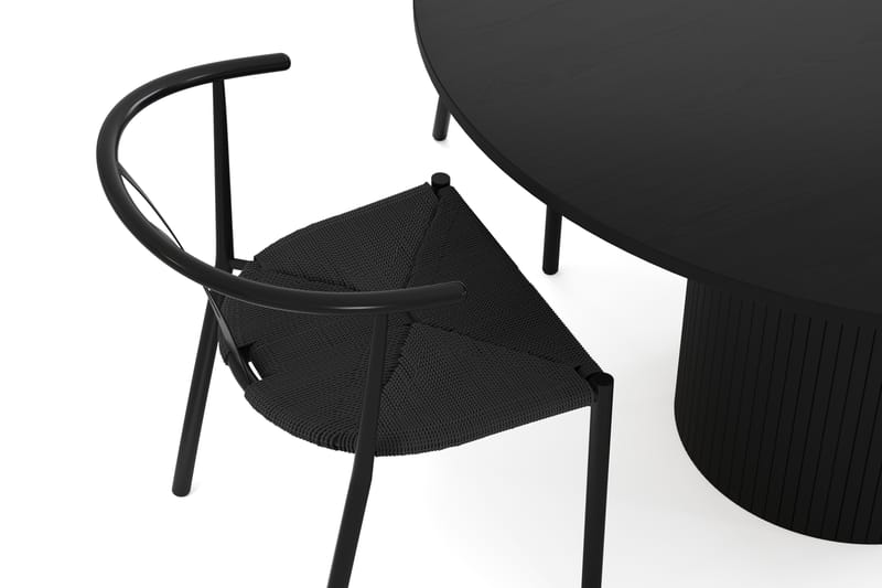 RAMSTA Bord 130 cm Rund + 4 AMATA Stolar Svart/Svart -   - Matgrupp & matbord med stolar