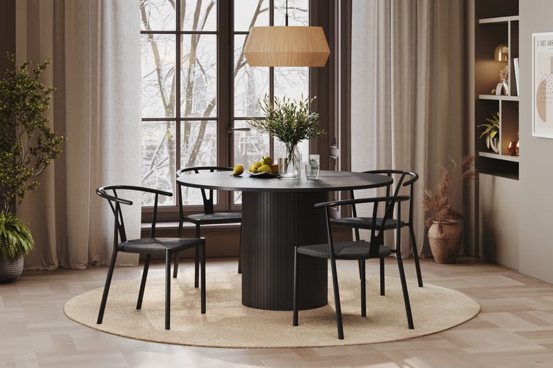 RAMSTA Bord 130 cm Rund + 4 AMATA Stolar Svart/Svart -   - Matgrupp & matbord med stolar