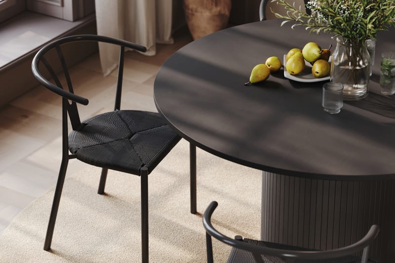 RAMSTA Bord 130 cm Rund + 4 AMATA Stolar Svart/Svart -   - Matgrupp & matbord med stolar