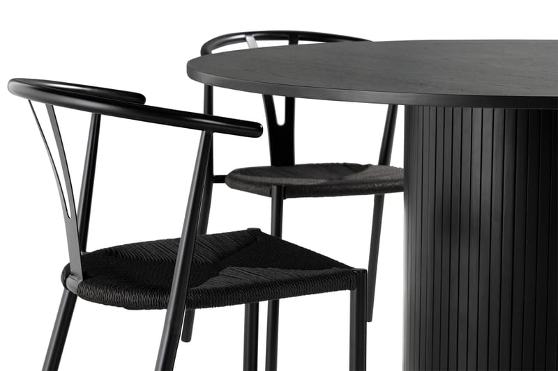 RAMSTA Bord 130 cm Rund + 4 AMATA Stolar Svart/Svart -   - Matgrupp & matbord med stolar