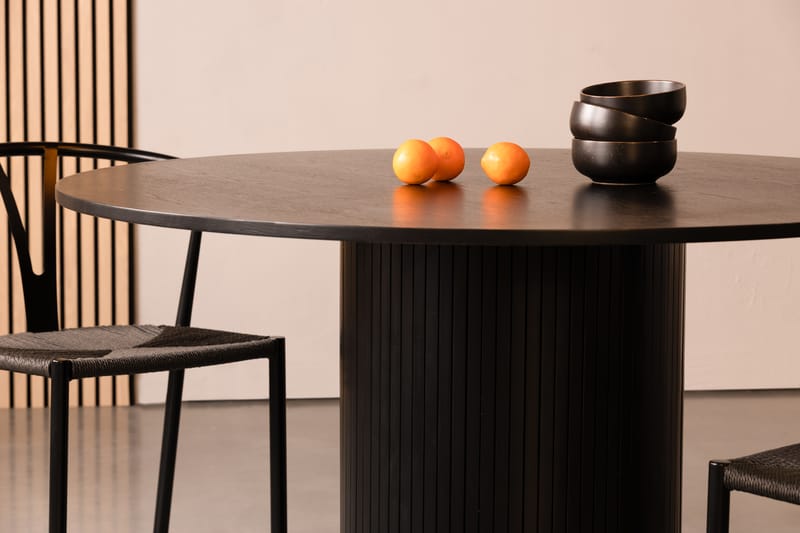 RAMSTA Bord 130 cm Rund + 4 AMATA Stolar Svart/Svart -   - Matgrupp & matbord med stolar