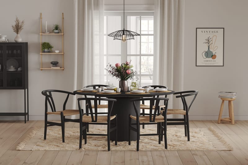 Kopparbo Matbord Runt 106-156 cm Förlängningsbart - Svart trä - Möbler - Matplats - Matbord & köksbord