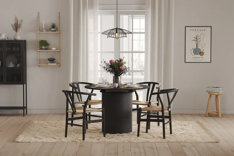 Kopparbo Matbord Runt 106-156 cm Förlängningsbart - Svart trä - Möbler - Matplats - Matbord & köksbord