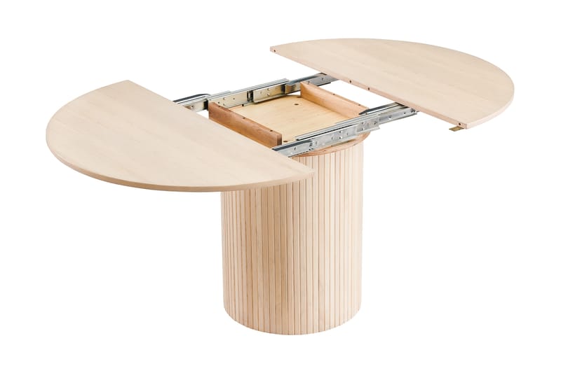 Kopparbo Matbord Runt 130 cm Vit Förlängningsbart - Ljust vitlaserat ekträ - Möbler - Matplats - Matbord & köksbord