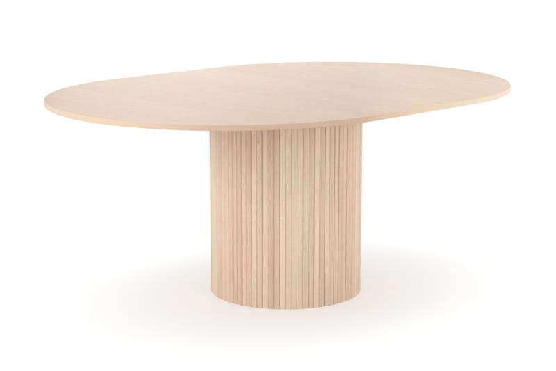 Kopparbo Matbord Runt 130 cm Vit Förlängningsbart - Ljust vitlaserat ekträ - Möbler - Matplats - Matbord & köksbord