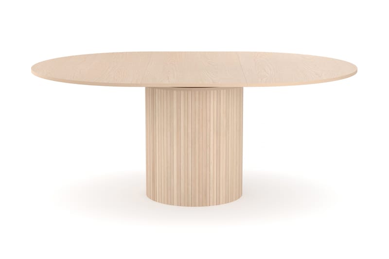 Kopparbo Matbord Runt 130 cm Vit Förlängningsbart - Ljust vitlaserat ekträ - Möbler - Matplats - Matbord & köksbord