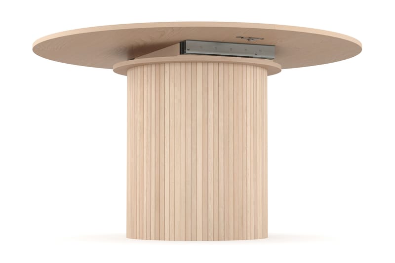 Kopparbo Matbord Runt 130 cm Vit Förlängningsbart - Ljust vitlaserat ekträ - Möbler - Matplats - Matbord & köksbord