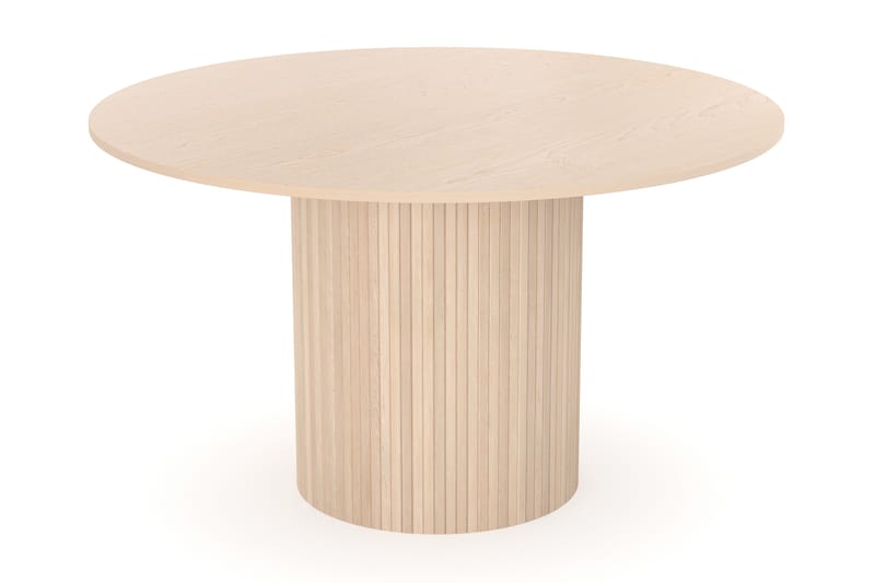 Kopparbo Matbord Runt 130 cm Vit Förlängningsbart - Ljust vitlaserat ekträ - Möbler - Matplats - Matbord & köksbord