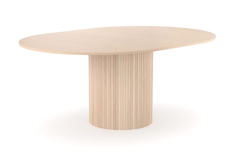 Kopparbo Runt Matbord 130 cm Förlängningsbart med illäggsskiva - Vitlaserat Ek / Ljusbeige - Möbler - Matplats - Matbord & köksbord