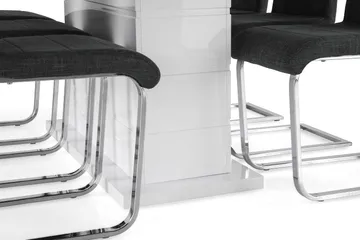 Ratliff Förlängningsbar Matgrupp 180 cm med 6 Cibus Stol - Vit/Grå/Krom - Möbler - Matplats - Matgrupp & matbord med stolar
