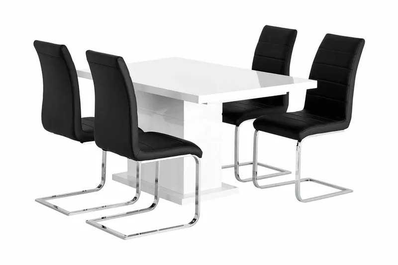 Ratliff Förlängningsbart Matgrupp 180 cm med 4 Cibus Stol - Vit/Svart - Möbler - Matplats - Matgrupp & matbord med stolar