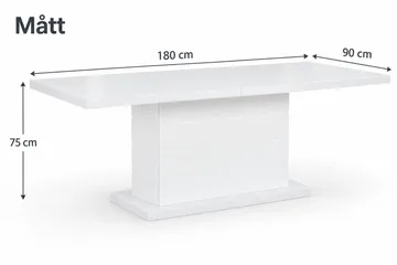 Ratliff Matbord 180 cm Förlängningsbart med illäggsskiva - Vit - Möbler - Matplats - Matbord & köksbord