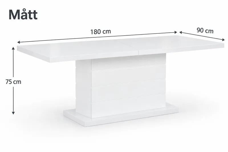 Ratliff Matbord 180 cm Förlängningsbart med illäggsskiva - Vit - Möbler - Matplats - Matbord & köksbord