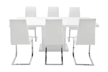 Ratliff Matgrupp 180 cm + 6 Sorado Stol - Vit/Krom - Möbler - Matplats - Matgrupp & matbord med stolar