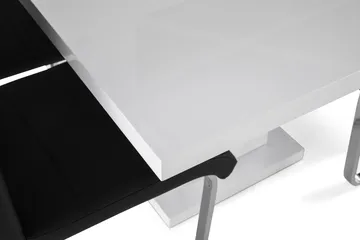 Ratliff Matgrupp 180 cm + 6 Stolar Förlängningsbart med illäggsskiva - Vit/Svart Pu/Krom - Möbler - Matplats - Matgrupp & matbord med stolar