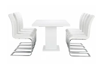 Ratliff Matgrupp 180 cm + 8 Sorado Stol - Vit/Krom - Möbler - Matplats - Matgrupp & matbord med stolar