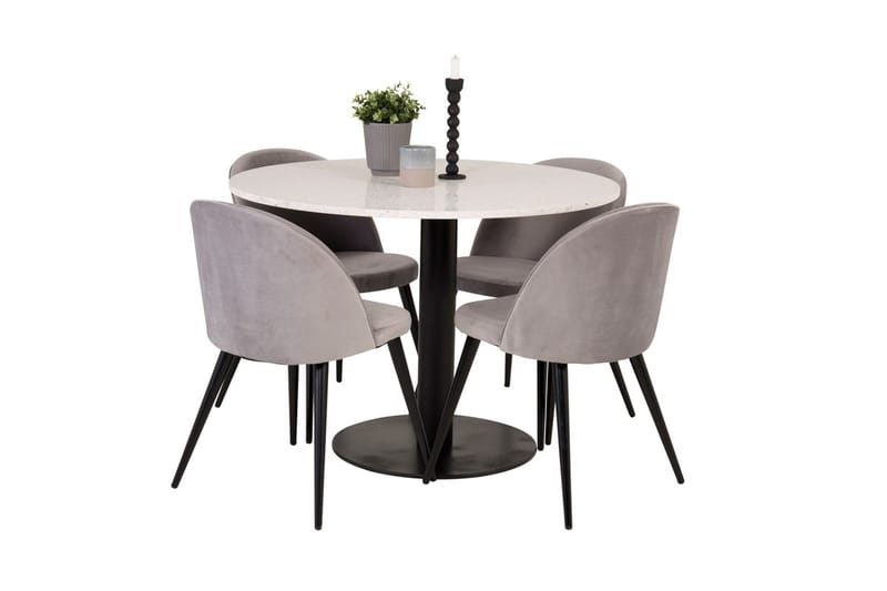 Razzia Matbord 106 cm med 4 Velvet Köksstol Sammet - Möbler - Matplats - Matgrupp & matbord med stolar