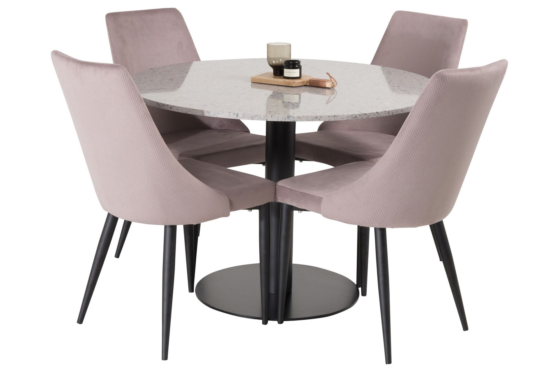 Razzia Matgrupp 106 cm Rund med 4 Leone stolar - Svart - Möbler - Matplats - Matgrupp & matbord med stolar