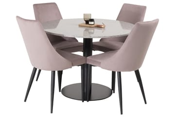Razzia Matgrupp 106 cm Rund med 4 Leone stolar - Svart - Möbler - Matplats - Matgrupp & matbord med stolar