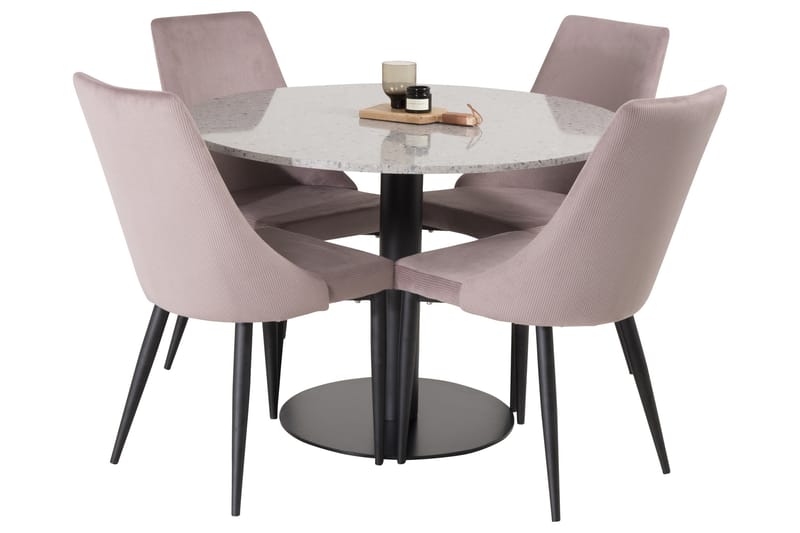 Razzia Matgrupp 106 cm Rund med 4 Leone stolar - Svart - Möbler - Matplats - Matgrupp & matbord med stolar