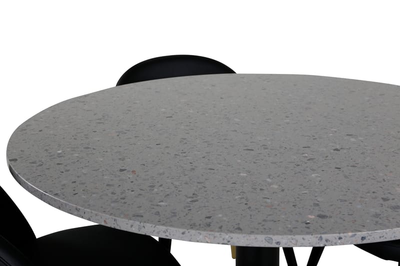 Razzia Matgrupp 106 cm Rund med 4 Velvet stolar - Svart/Guld - Möbler - Matplats - Matgrupp & matbord med stolar