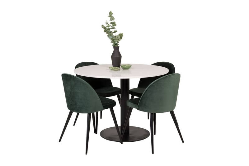 Razzia Matgrupp 106 cm Rund med 4 Velvet stolar - Möbler - Matplats - Matgrupp & matbord med stolar