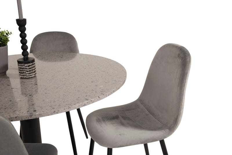 Razzia Matgrupp 106 cm Rund med 4 Polar stolar - Svart - Möbler - Matplats - Matgrupp & matbord med stolar